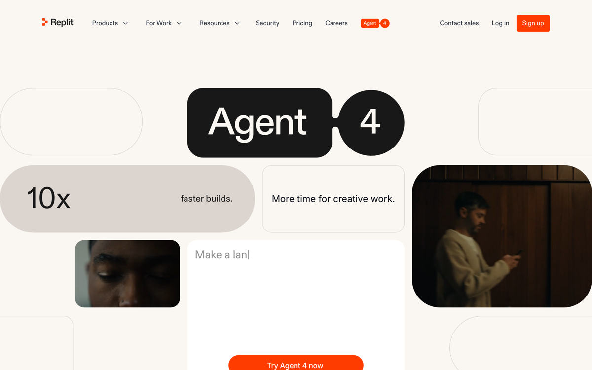 Replit Agent 4 interface in the browser