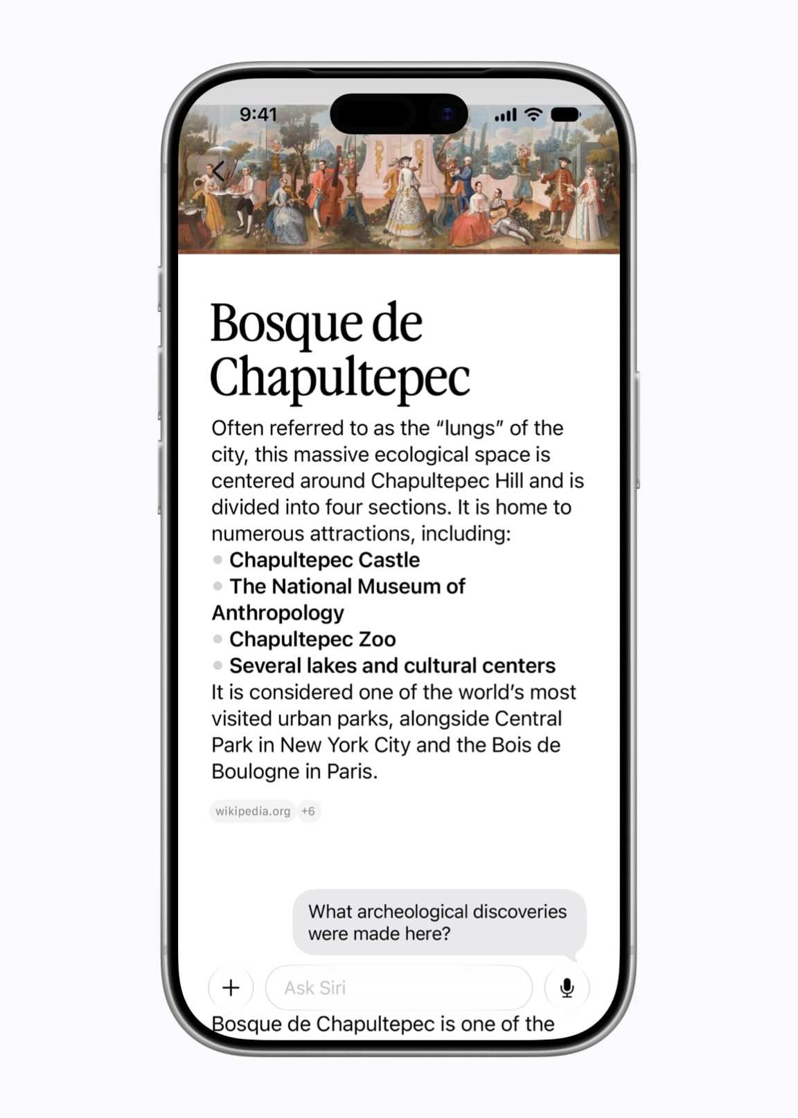Siri AI app chat interface on iPhone showing a conversational exchange