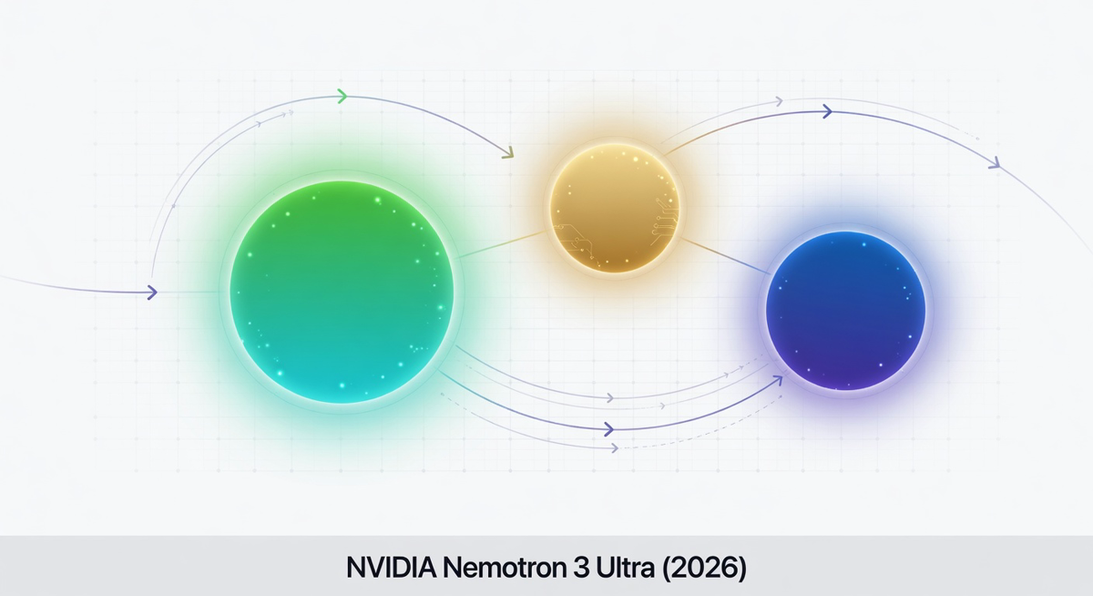 NVIDIA Nemotron 3 Ultra featured image with connected AI model nodes on AI Tools Radar